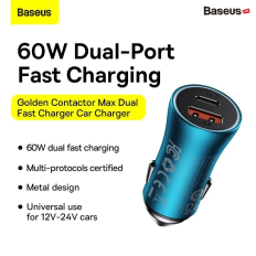 Tẩu Sạc Ô Tô Baseus Golden Contactor Max Dual Fast Charger Car Charger 60W